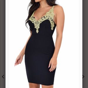 Black Gold Detail Dress - S